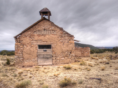 Stone and Mortar Church or School on the GDMBR, Gila NF, NM.